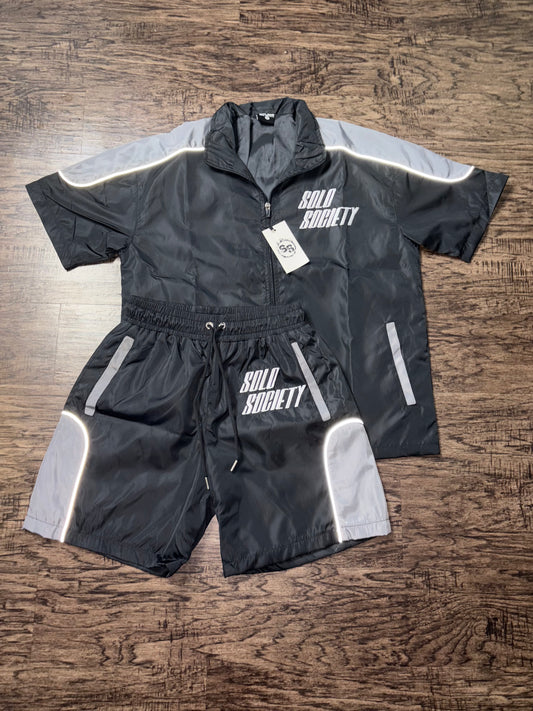 Windbreaker short set black